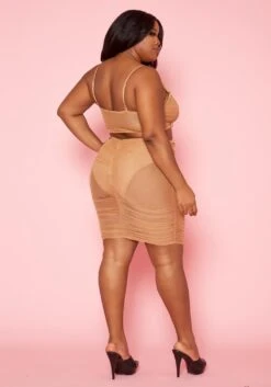 Plus Size Ruched Mesh Crop Top & Mesh Skirt Set 10 Plus Size Ruched Mesh Crop Top & Mesh Skirt Set -Curve Elegance Shop 2020338 002 3