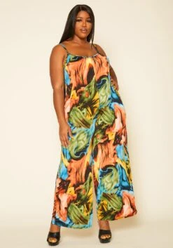 Plus Size Swirl Print Tank Jumpsuit -Curve Elegance Shop 2020367 001 2