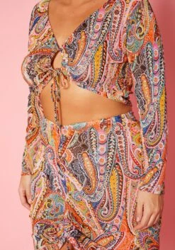 Plus Size Paisley Print Mesh Crop Top & Mesh Skirt Set -Curve Elegance Shop 2020381 001 5