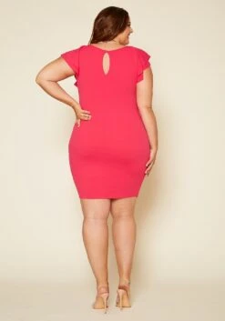 Plus Size Front Ruffle Midi Dress -Curve Elegance Shop 2020411 001 4