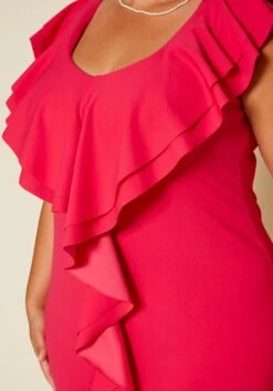 Plus Size Front Ruffle Midi Dress -Curve Elegance Shop 2020411 001 5