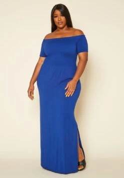 Plus Size Off Shoulder Seamless Maxi Dress -Curve Elegance Shop 2020421 004 1