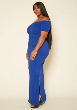 Plus Size Off Shoulder Seamless Maxi Dress -Curve Elegance Shop 2020421 004 3