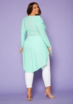 Plus Size High-Low Ruched Puffed Sleeves Top -Curve Elegance Shop 2020422 002 4
