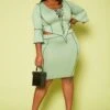 Plus Size Contrast Stitch Top & Pencil Skirt Set -Curve Elegance Shop 2020424 001 1