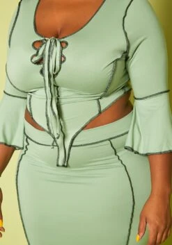 Plus Size Contrast Stitch Top & Pencil Skirt Set 11 Plus Size Contrast Stitch Top & Pencil Skirt Set -Curve Elegance Shop 2020424 001 5