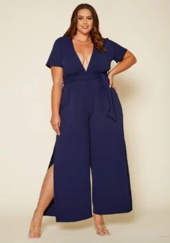 Plus Size Side Slit Jumpsuit -Curve Elegance Shop 2020465 001 2