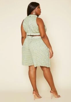 Plus Size Pleated Polka Dot Cut Out Romper 10 Plus Size Pleated Polka Dot Cut Out Romper -Curve Elegance Shop 2020477 001 4