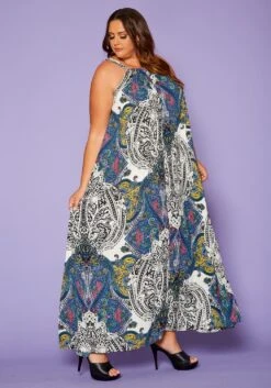 Asoph Plus Size Paisley Print Maxi Flare Dress -Curve Elegance Shop 2020478 002 3
