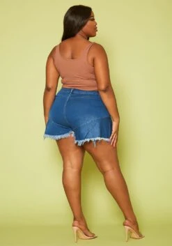 Plus Size Fit & Flare Denim Shorts -Curve Elegance Shop 2020496 001 4