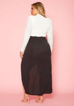 Plus Size Black & White Slit Maxi Dress 10 Plus Size Black & White Slit Maxi Dress -Curve Elegance Shop 2020499 001 4