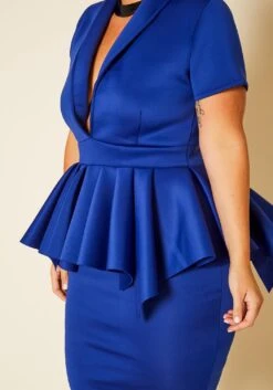 Plus Size Deep Cut Peplum Party Dress -Curve Elegance Shop 2020585 003 5
