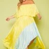 Plus Size Two Tone Pleated Asymmetrical Maxi Dress -Curve Elegance Shop 2020620 001 1