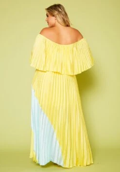 Plus Size Two Tone Pleated Asymmetrical Maxi Dress 13 Plus Size Two Tone Pleated Asymmetrical Maxi Dress -Curve Elegance Shop 2020620 001 6