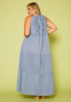 Plus Size Halter Neck Flare Maxi Dress -Curve Elegance Shop 2020627 001 4