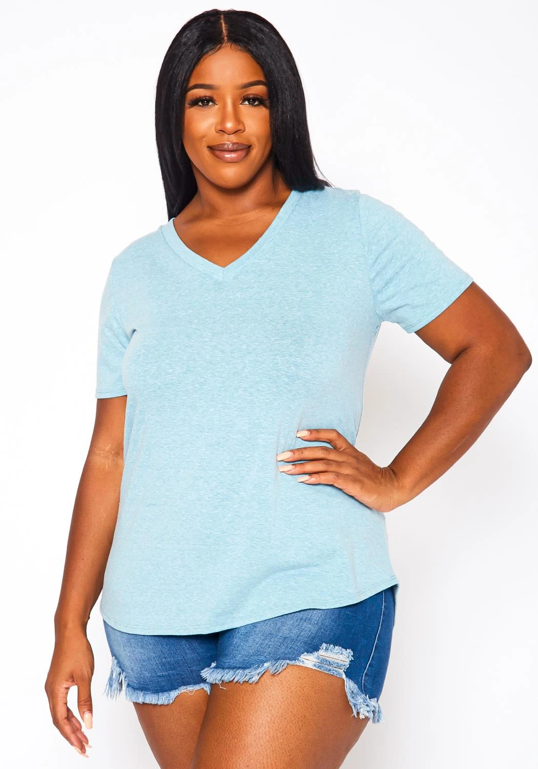 Plus Size V-Neck Basic Blouse 3 Plus Size V-Neck Basic Blouse