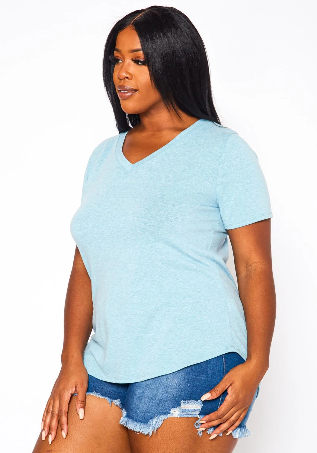 Plus Size V-Neck Basic Blouse 5 Plus Size V-Neck Basic Blouse - Image 3