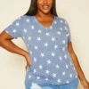 Plus Size V-Neck Star Pattern Shirt -Curve Elegance Shop 2020632 002 1