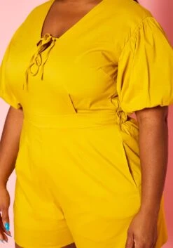 Plus Size Balloon Sleeve Romper -Curve Elegance Shop 2020645 002 6