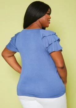 Plus Size Tiered Ruffle Short Sleeves Top -Curve Elegance Shop 2020693 003 3