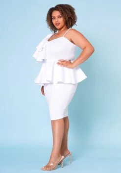 Plus Size Ruffle One Sleeve Peplum Dress -Curve Elegance Shop 2020755 004 2
