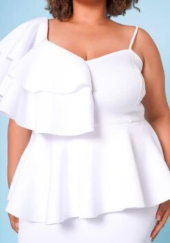 Plus Size Ruffle One Sleeve Peplum Dress -Curve Elegance Shop 2020755 004 4