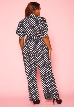 Plus Size Polka Dot Print Jumpsuit -Curve Elegance Shop 2020786 001 5