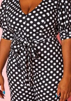Plus Size Polka Dot Print Jumpsuit -Curve Elegance Shop 2020786 001 6