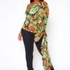 Plus Size Print One Sleeve Drape Hem Blouse -Curve Elegance Shop 2020789 001 3