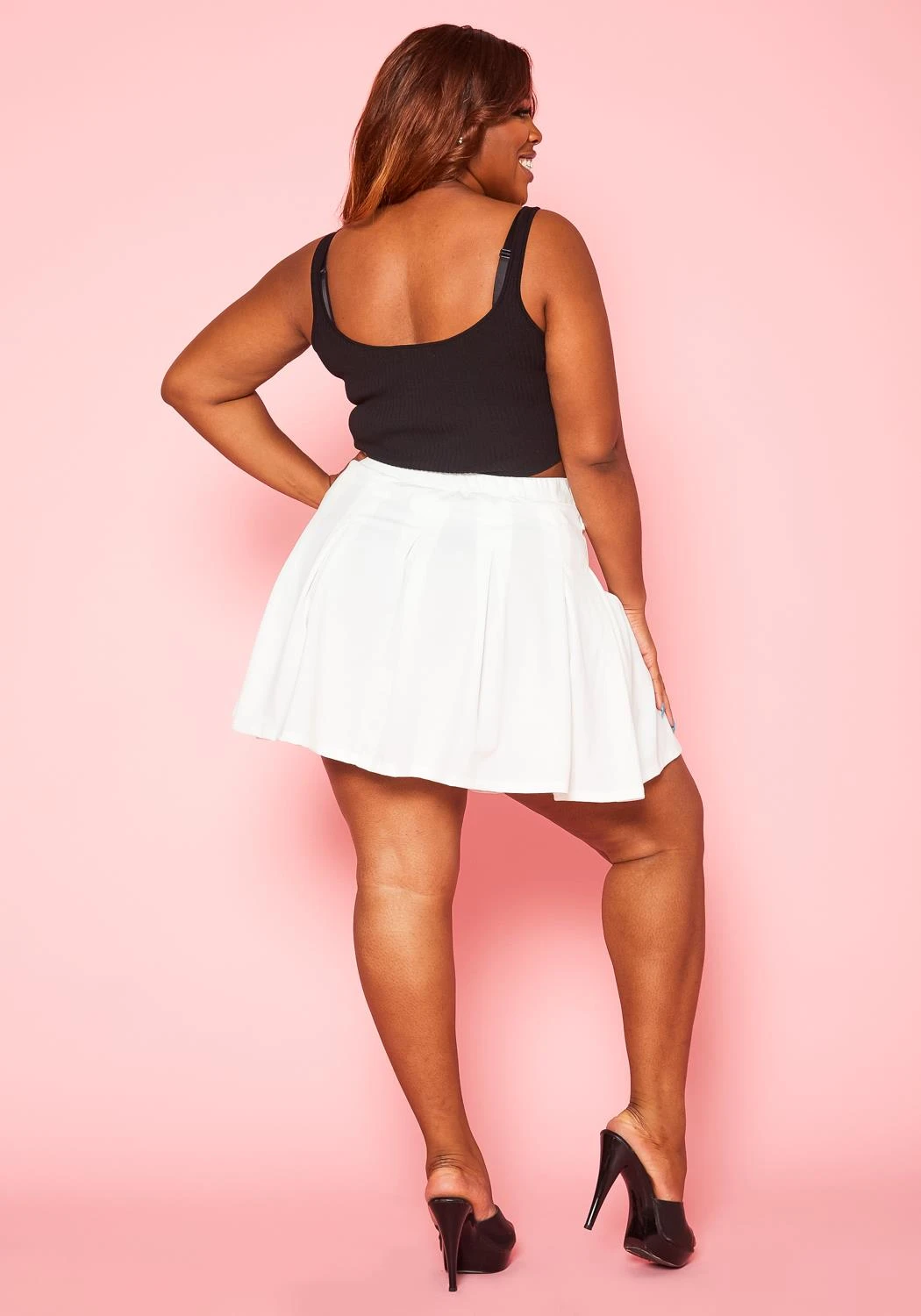 Plus Size Flare Pleated Mini Skirt 7 Plus Size Flare Pleated Mini Skirt - Image 5