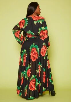 Plus Size Fit & Flare Peony Print Maxi Dress -Curve Elegance Shop 2020804 001 5