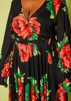 Plus Size Fit & Flare Peony Print Maxi Dress -Curve Elegance Shop 2020804 001 6