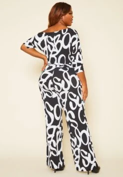 Plus Size Asymmetric Shoulder Abstract Print Jumpsuit -Curve Elegance Shop 2020815 001 5
