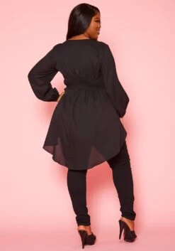 Plus Size High-Low Lantern Sleeve Blouse -Curve Elegance Shop 2020823 001 5