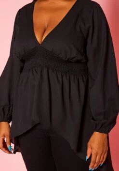 Plus Size High-Low Lantern Sleeve Blouse -Curve Elegance Shop 2020823 001 6