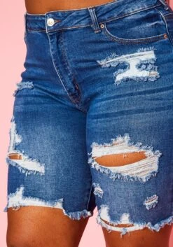Plus Size Distressed Denim Shorts -Curve Elegance Shop 2020832 001 1