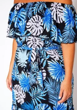 Plus Size Off Shoulder Leaf Print Tiered Dress -Curve Elegance Shop 2020872 001 5