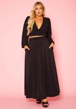 Plus Size Versatile Tie Up Crop Top & Maxi Skirt Set -Curve Elegance Shop 2020877 001 1