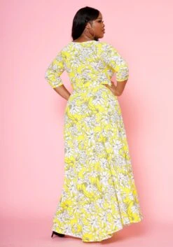 Plus Size Fit & Flare Floral Print Belted Maxi Dress -Curve Elegance Shop 2020893 003 3