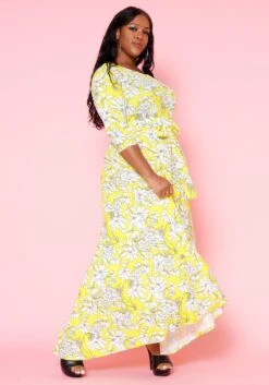 Plus Size Fit & Flare Floral Print Belted Maxi Dress -Curve Elegance Shop 2020893 003 5