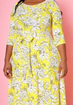Plus Size Fit & Flare Floral Print Belted Maxi Dress -Curve Elegance Shop 2020893 003 6