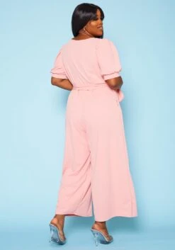 Plus Size Surplice Wide Leg Jumpsuit -Curve Elegance Shop 2020902 002 4