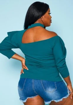 Plus Size Choker Neck Long Sleeve Top -Curve Elegance Shop 2020920 003 4