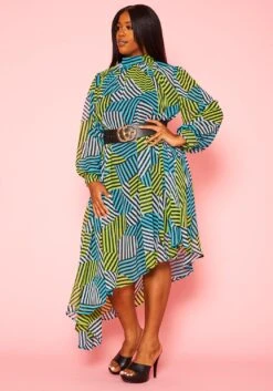 Plus Size Multi Striped Asymmetric Maxi Dress -Curve Elegance Shop 2020934 001 2
