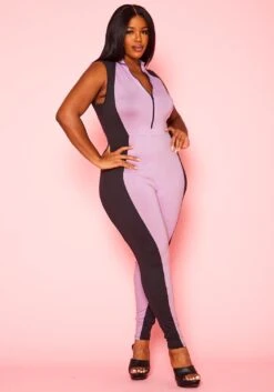 Plus Size Color Block Bodycon Jumpsuit -Curve Elegance Shop 2020942 001 1