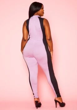 Plus Size Color Block Bodycon Jumpsuit -Curve Elegance Shop 2020942 001 4