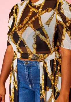 Plus Size Golden Print Chiffon High Low Top -Curve Elegance Shop 2020952 001 4