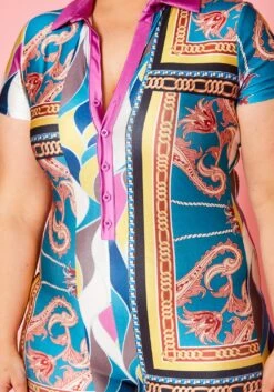 Plus Size Multi Summer Print Collar Romper -Curve Elegance Shop 2020958 001 4