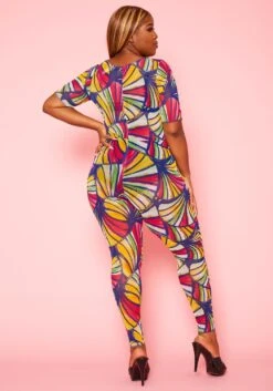 Plus Size Abstract Print Cut Out Jumpsuit 12 Plus Size Abstract Print Cut Out Jumpsuit -Curve Elegance Shop 2020967 001 3