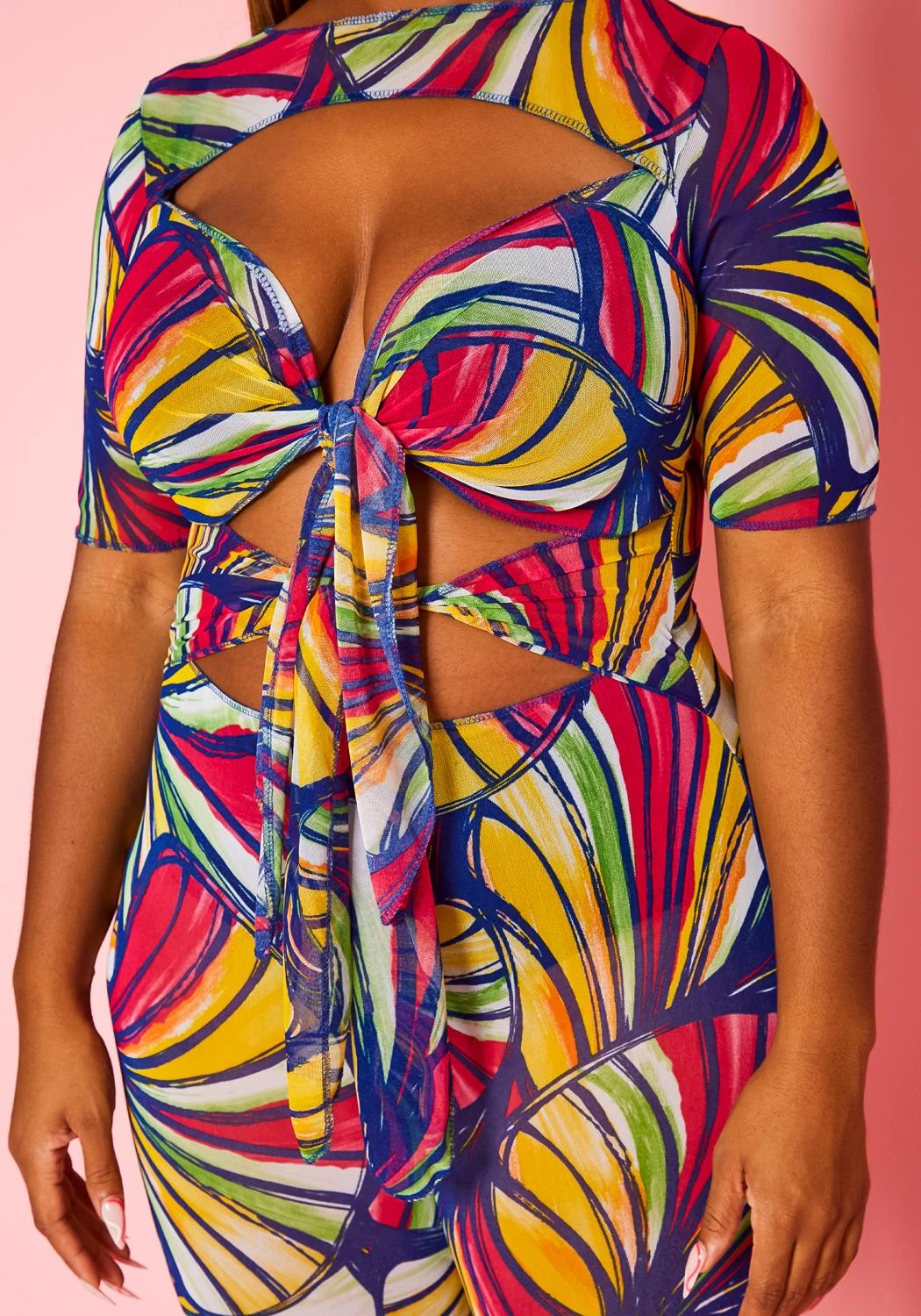 Plus Size Abstract Print Cut Out Jumpsuit 8 Plus Size Abstract Print Cut Out Jumpsuit - Image 6